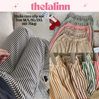 [ CÓ BIGSIZE ] Quần dài kẻ sọc ống suông rộng. Quần xốp sọc dài ống rộng cạp cao có túi