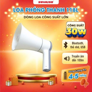 [CÓ BLUETOOTH]Loa phóng thanh cầm tay công suất lớn 30w Megaphone sunrise 118L có ghi âm phát lại - loa 118l - 118l