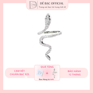 Nhẫn titan nữ hình con rắn Dế Bạc cao cấp đính đá