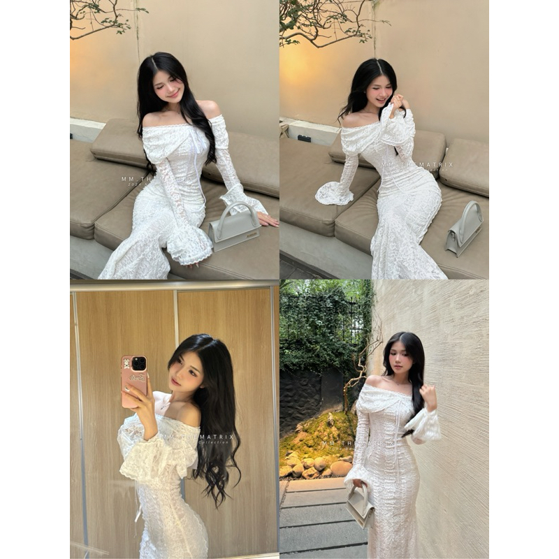 Daria dress - Váy trễ vai hoa nổi by Thematrix (ảnh thật tự chụp) | BigBuy360 - bigbuy360.vn