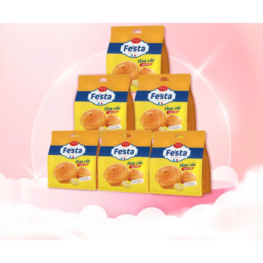 Combo 6 túi Bánh mì hoa cúc ngàn lớp Festa Richy 120g