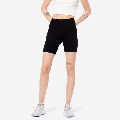 Quần short stretching đạp xe ôm sát cho nữ fit+ 500 đen DECATHLON DOMYOS mã 8511786
