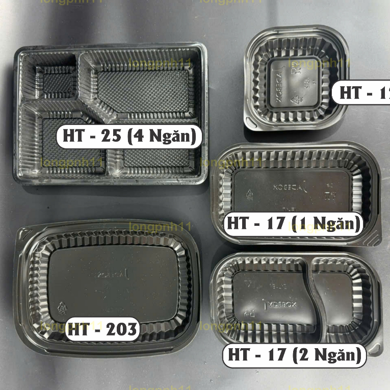 50 Hộp nhựa HT17 HT12 HT203 dày đẹp Jadebox , hộp đế đen hộp sushi, đựng sầu riêng, bánh kem.