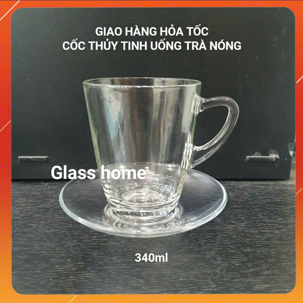 Cốc Thủy Tinh Trà Nóng Chịu Nhiệt Ly thủy tinh Có Quai Uống cafe UG 343 320ml  bộ 6 chiếc Glass Home