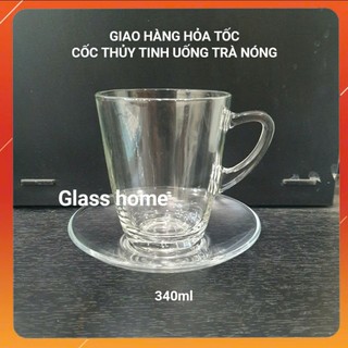 Cốc thủy tinh trà nóng chịu nhiệt ly thủy tinh có quai uống cafe ug 343 320ml bộ 6 chiếc glass home