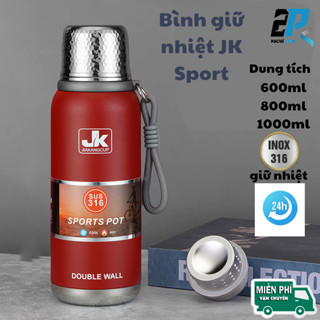  Bình giữ nhiệt inox 316 dung tích 600ml 800ml 1000ml JK Sports có nắp làm cốc uống nước tiện lợi 