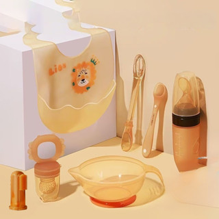 Bình Ăn Dặm Cho Bé thìa silicone,Yếm,Túi Nhai, Bát Thìa Vòng Nướu Bàn Chải Đánh Răng