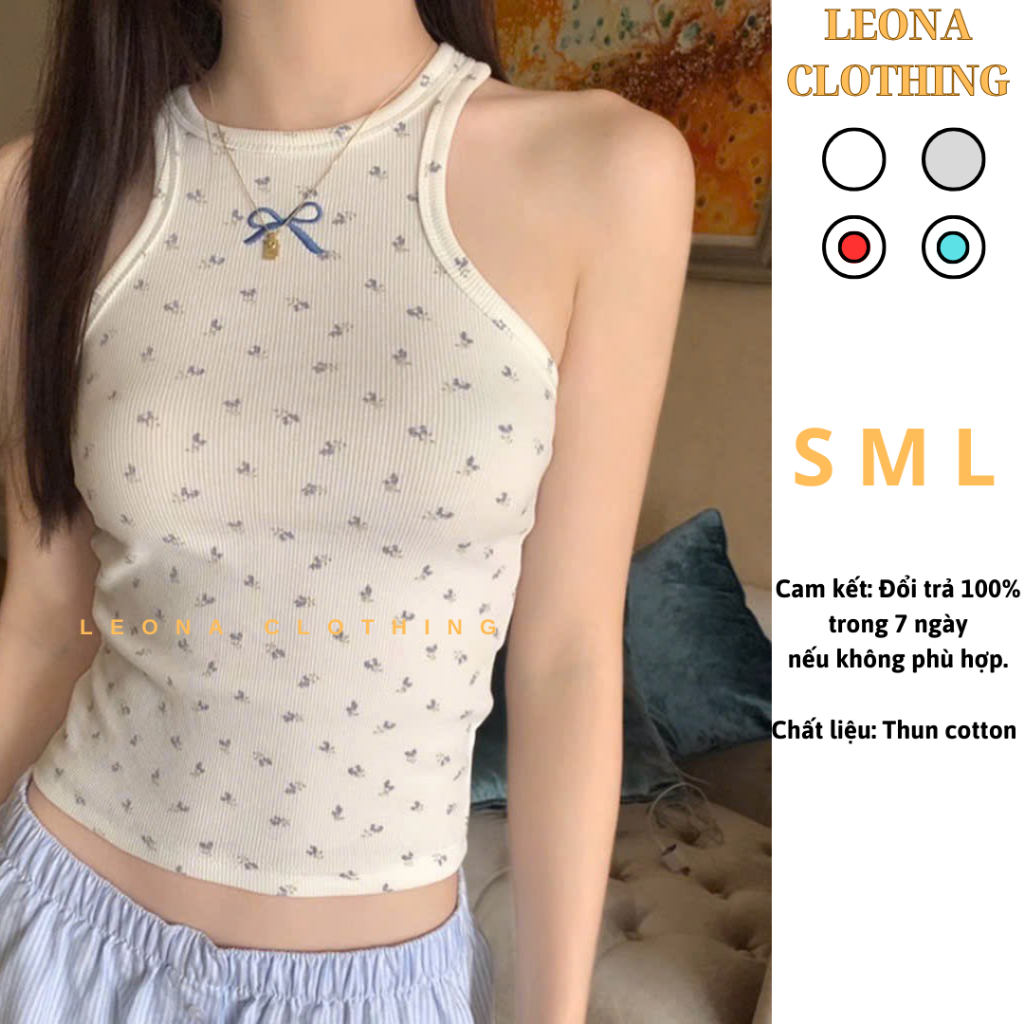 Áo Ba Lỗ Nữ Thêu Nơ, Dáng Dài - A22 - Leona Clothing.