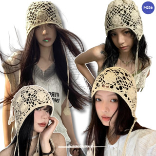   SẴN -🍊 Mũ len trùm đầu dây dài đan móc hình hoa đội được 2 mặt phong cách Nhật Bản  M236  