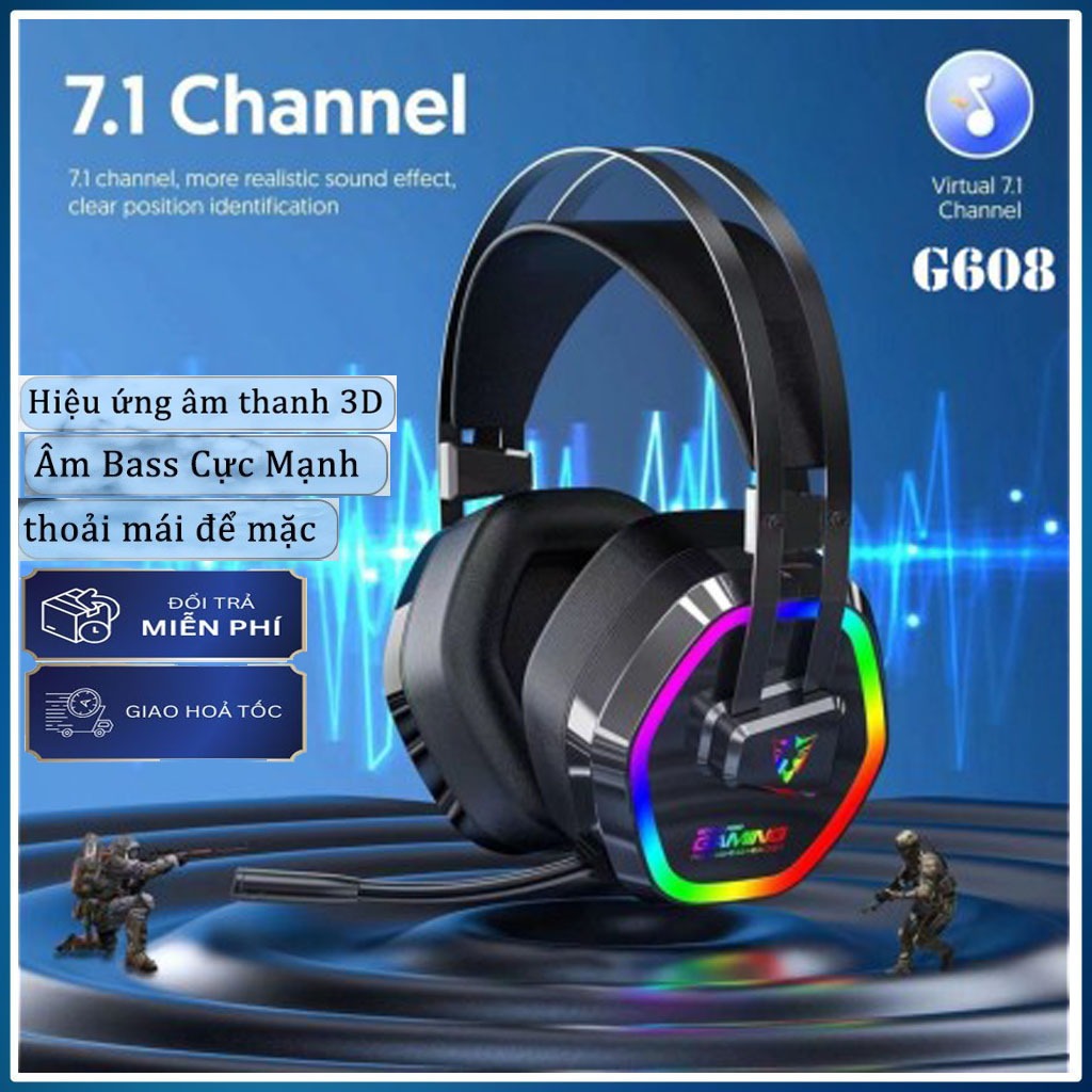 Tai Nghe Gaming G608 chính hãng âm thanh chuẩn, nghe nhạc, học online, chơi game. Tai nghe cao cấp