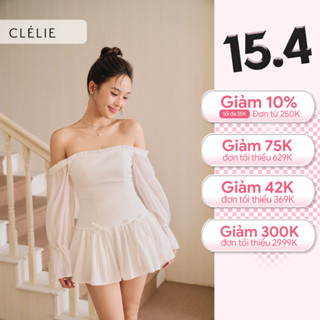Đầm thiết kế nữ tay dài trễ vai phồng dáng xòe | DARLING DRESS - CLÉLIE