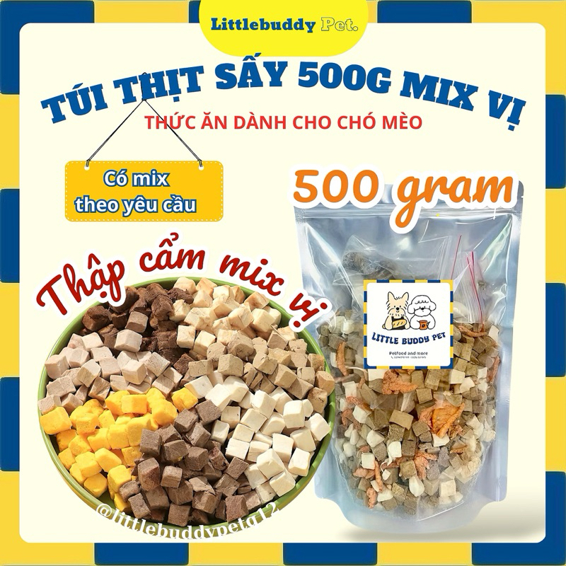 [Hoả tốc] 500g Thịt sấy khô cho chó mèo, Giảm rụng lông, Thức ăn cho chó mèo, Thức ăn sấy đông khô cho chó mèo