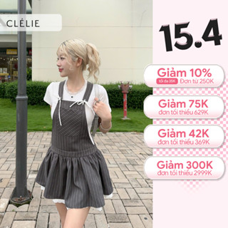 Váy yếm nữ dáng xòe thắt nơ phối ren | DORA DRESS - CLÉLIE
