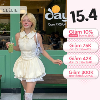 Đầm nữ corset cổ voan bồng xòe dáng bí hở vai | CLARA DRESS - CLÉLIE