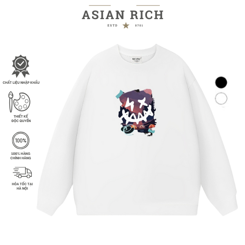 Áo Sweater Asian Rich Premium Nỉ Crazy Smiley Face