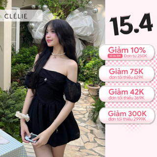 Đầm bí corset đính nơ đá trễ vai ống tay phồng | LILY DRESS - CLÉLIE