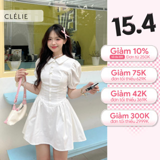 Đầm cổ sen đính nơ đá tay phồng tùng xòe | DORIS DRESS - CLÉLIE