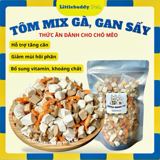 [Túi mix] Tôm mix gà, gan sấy khô dinh dưỡng cho chó mèo, thức ăn chó mèo, thịt sấy cho chó mèo