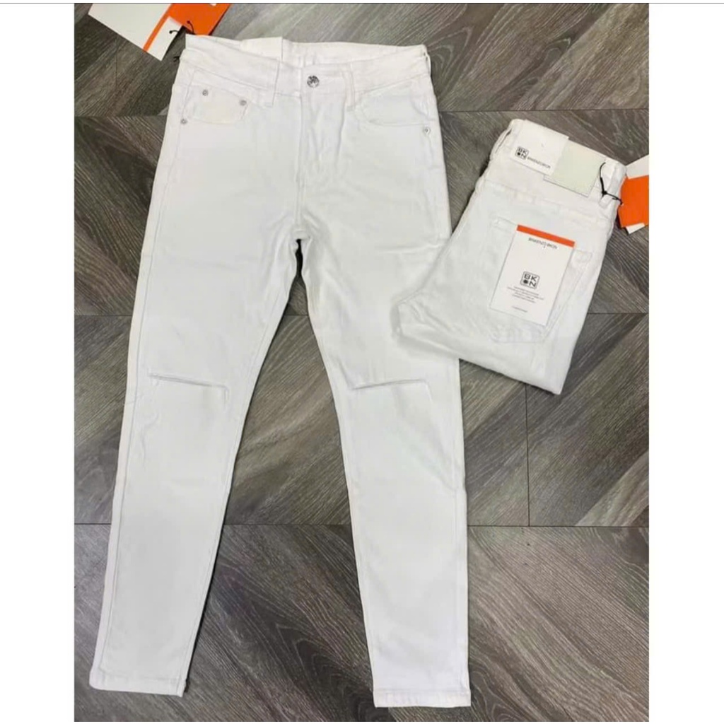 Quần dài jean nam ,trắng rách gối ,chất jean bò co giãn dày dặn phong cách thời trang cao cấp hottre