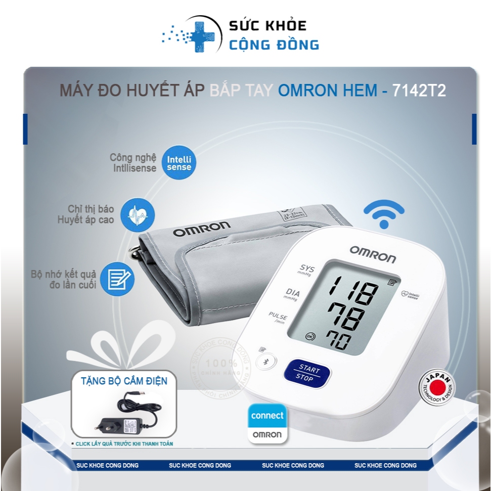 Máy đo huyêt áp bắp tay Omron HEM-7142T2 ( click lấy quà )