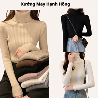 Áo len nữ cổ lọ lông cừu Hàng Quảng Châu cao cấp, áo len cổ cao