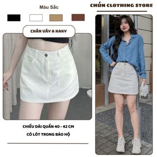 Chân Váy Chữ A Kaki Nữ Dáng Ngắn Cap Cao Có Lót Trong Váy Ngắn Nữ Bassic Tôn Dáng Cạp Khuy Big Size 222