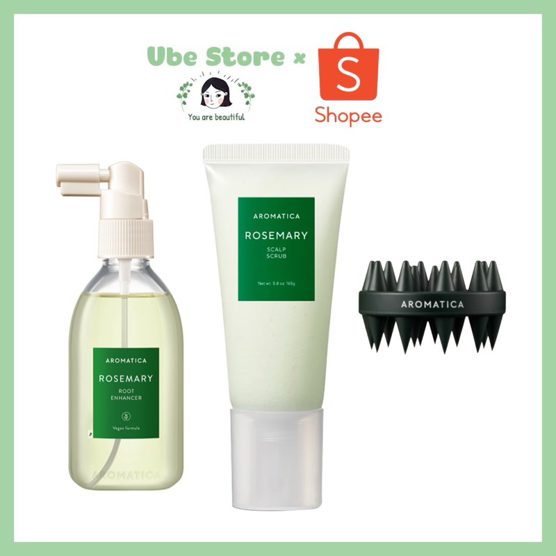 TẨY TẾ BÀO CHẾT DA ĐẦU AROMATICA 165G (+ LƯỢC GỘI ĐẦU) - XỊT MỌC TÓC AROMATICA 100ML