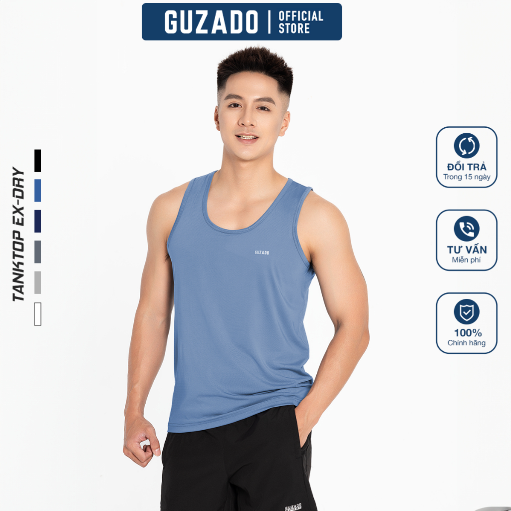 Áo Ba Lỗ Nam GUZADO Vải Thun Lạnh Mềm Mát, Thấm Hút Tốt, Co Giãn Cao, Chống Nhăn Dão Vải GTT05