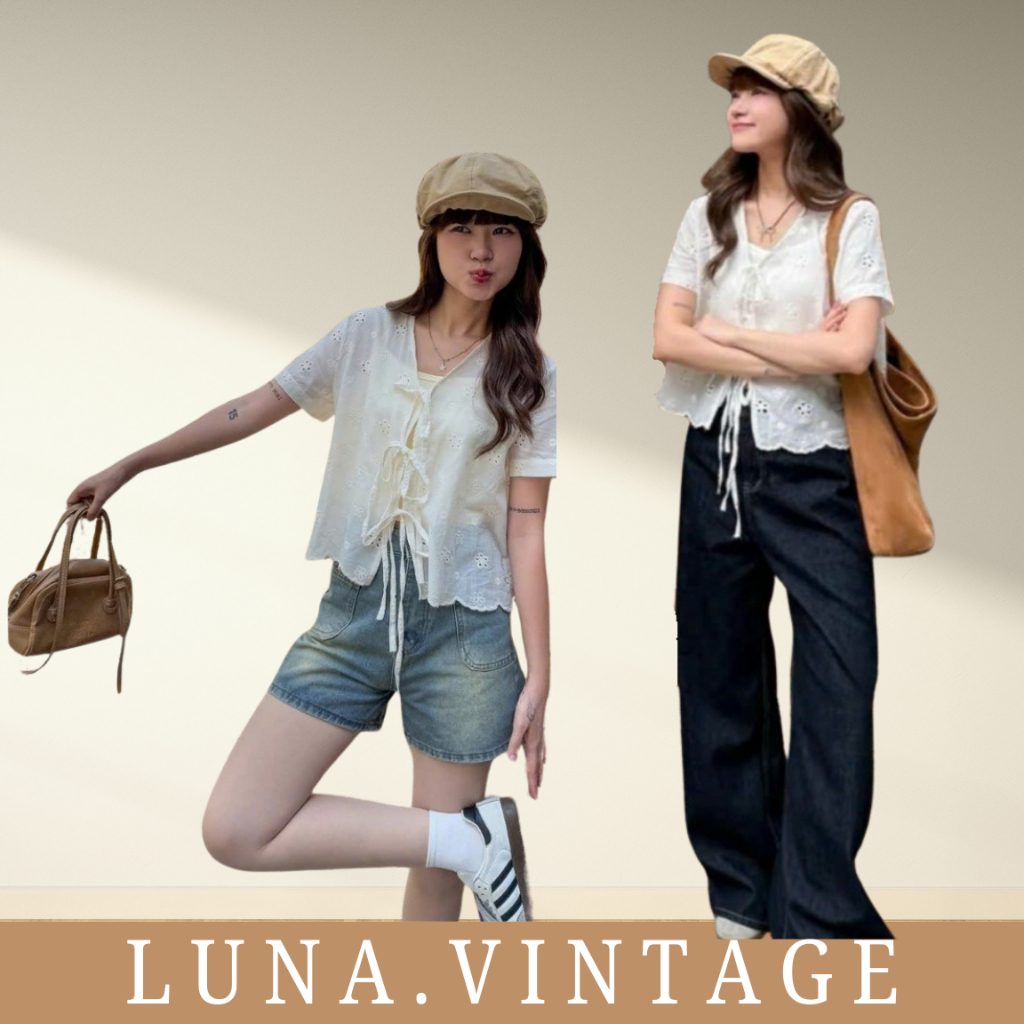 áo kiểu (kèm áo hai dây) hoa buộc nơ xinh tiểu thư, áo babydoll nơ xinh A334