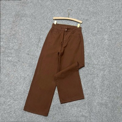 Quần Jean Bigsize Nữ Cạp Cao Màu Đỏ Đo Ống Suông Dài Sành Điệu Chubby Q536
