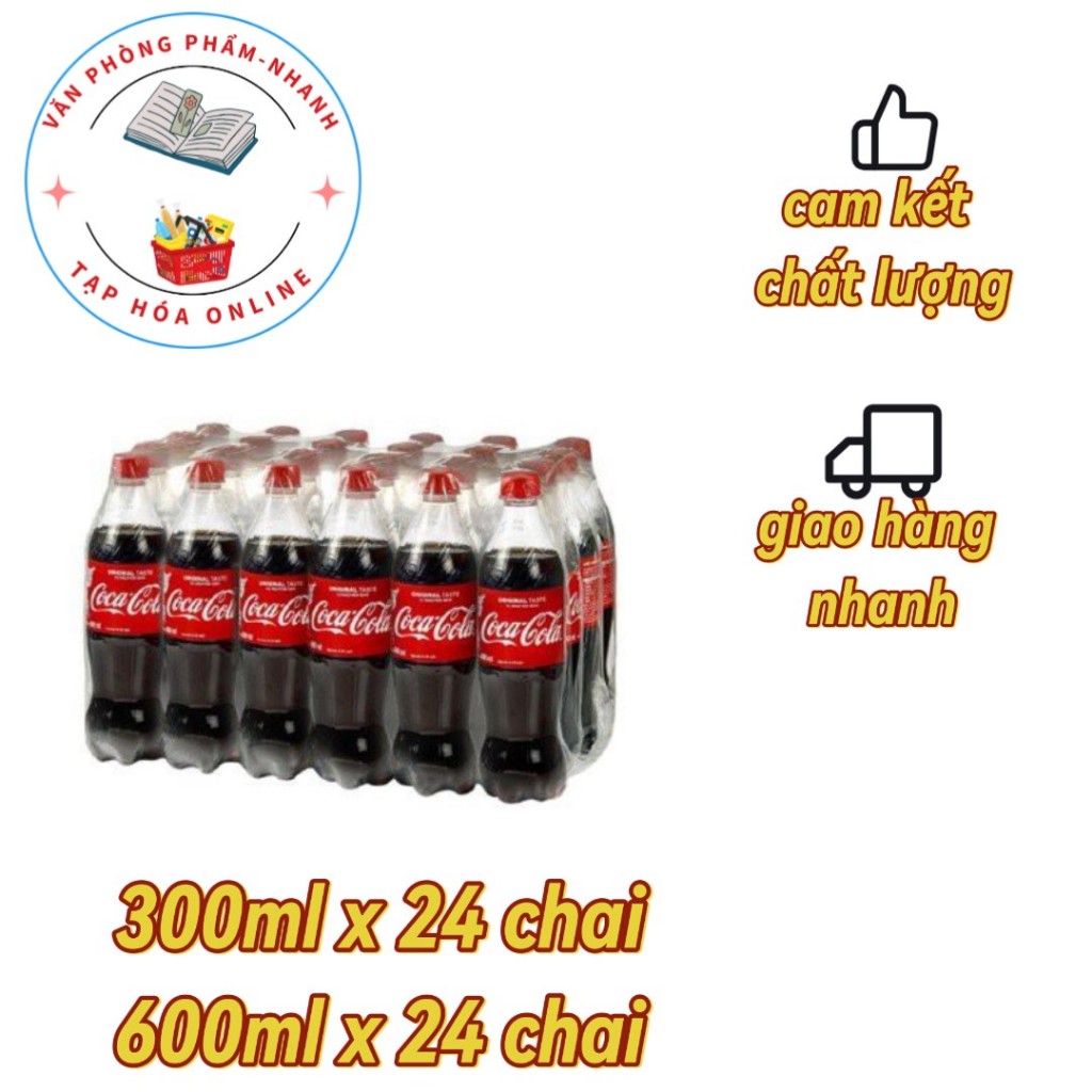 Lốc 24 chai coca cola vị nguyên bản(300ml,390ml, 600ml/chai)