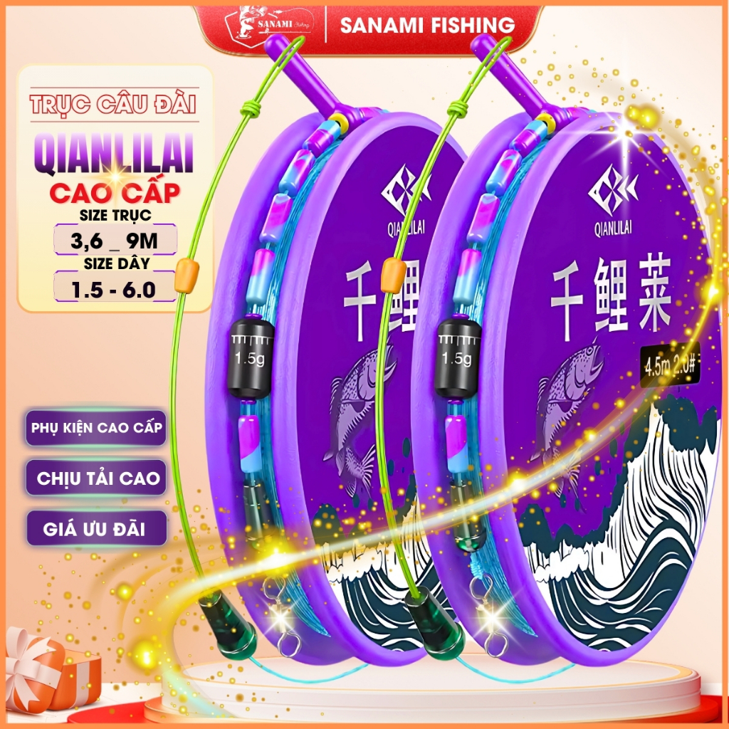 Trục Câu Đài Qianlilai Buộc Sẵn Tàng Hình Cao Cấp Trục Săn Hàng Màu Tím DT08 - Sanami Fishing