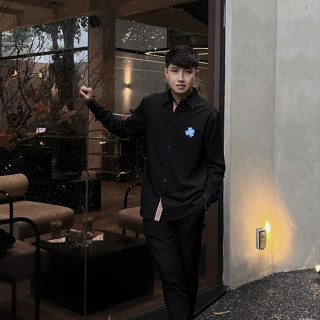 Áo Sơ Mi Nam  Họa Tiết Thêu Ngựa Vàng Cao Cấp - Sơ Mi  Nam Nữ Phổi Kẻ Viền Siêu Đẹp