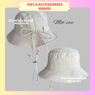  Mũ bucket nữ có dây nón vành tròn rộng thắt nơ sau dây ngọc thời tranh dành cho nữ - MV87 