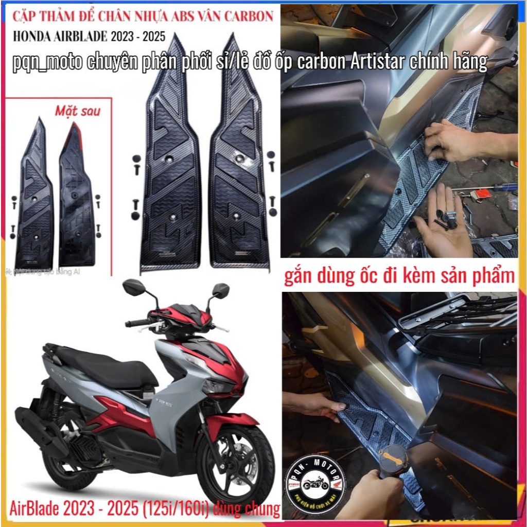 Thảm Để Chân AB 2025, AB 2024, AB 2023 Vân Carbon nhựa ABS Hàng Chính Hãng. Bộ Mỏ Dè AB 2025