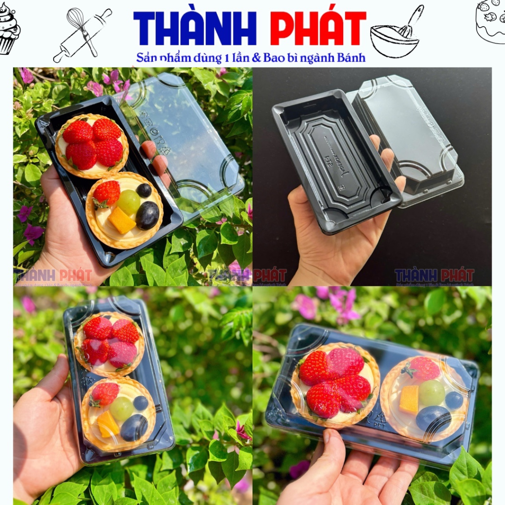 50 Hộp ST-1 đựng bánh tart trái cây - Hộp ST1 đựng bánh ngọt - Hộp ST1 đựng sushi - Hộp sushi đế đen