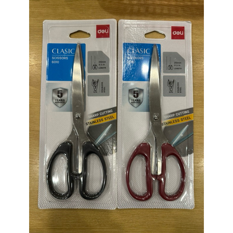 Kéo Văn Phòng Deli 6010 210mm, Kéo Cắt Giấy Học Sinh, Kéo cắt thực phẩm - Hàng Chính Hãng