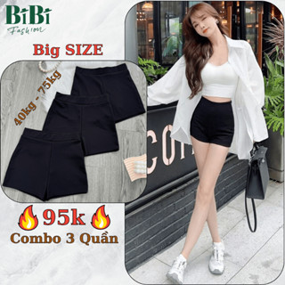  Big Size  - Quần Legging đùi nữ lưng chun cạp cao Quần tập thể dục ôm gọn cơ thể Quần short sooc cotton co giãn BiBi 
