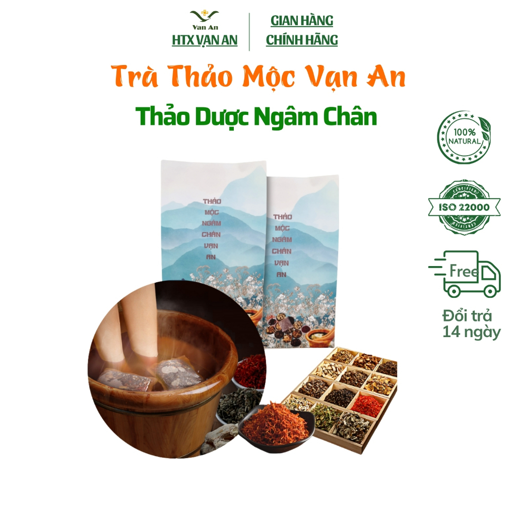 Sét 30 Gói Thảo dược ngâm chân HTX Vạn An gói thảo mộc chống hôi chân nhức mỏi, ngủ ngon chăm sóc chân
