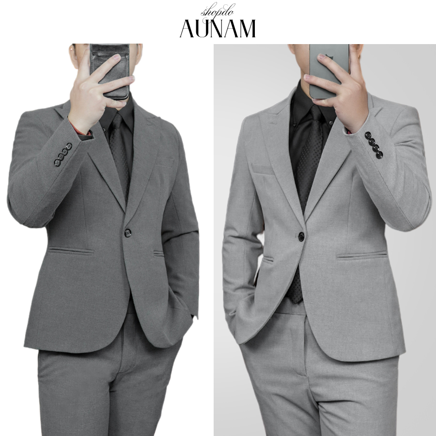Blazer nam đẹp,Vest nam 1 cúc 2 Màu Xám-Ghi,Bộ suit nam form slim fit, chất vải cao cấp