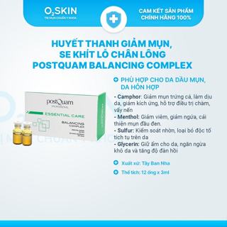  Huyết thanh giảm mụn dạng ống Postquam 3ml - Kiểm soát dầu nhờn thu nhỏ lỗ chân lông 