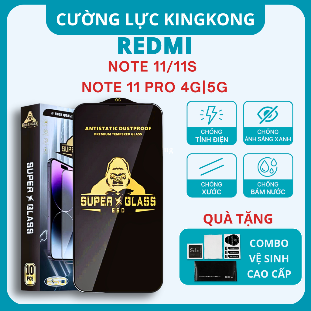 Kính cường lực Redmi Note 11 / 11 Pro 5G China / 11s Kingkong full màn |Miếng dàn màn hình cho Xiaom