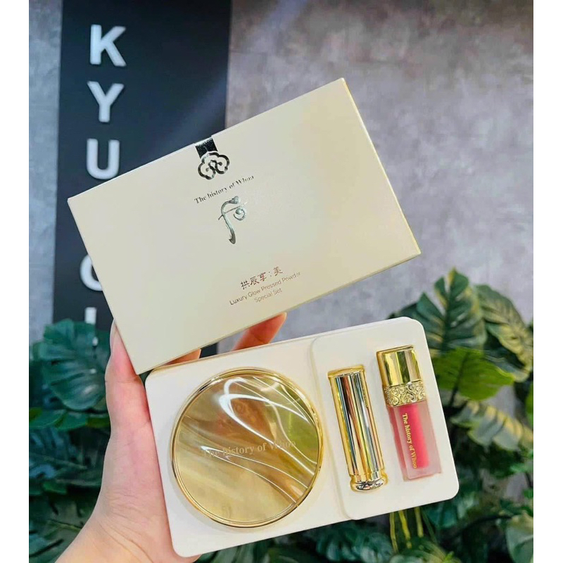 Sét Phấn phủ whoo vàng kiềm dầu che khuyết điểm nâng tông siêu mịn và lì whoo Vàng Luxury Glow Press