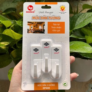 Móc 3 vuông hpg08 - set 3 móc dán tường bằng nhựa cao cấp hofaco