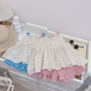 Quần áo trẻ em, Quần áo hè bé gái đi học đi chơi, áo 2 dây và quần vải thô mềm cho bé 9-26kg S1915 | Tiểu Yến KID