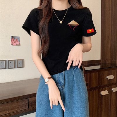 Áo phông nữ dáng vừa NA01 in hình 'Cờ đỏ sao vàng' chất thun cotton Loza ET001