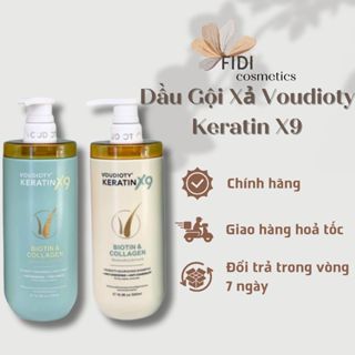 Cặp Dầu Gội Xả Voudioty Keratin X9 Biotin & Collagen 500ml, Dầu Cặp Chính Hãng An Toàn Mềm Mượt