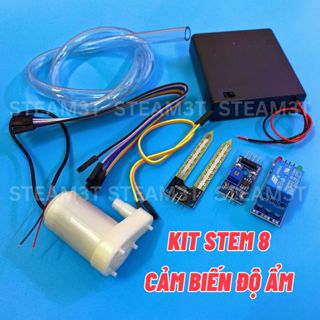Bộ KIT STEM 8 - Bài cảm biến độ ẩm đất - Combo DIY máy bơm nước tưới cây tự động sử dụng cảm biến phát hiện độ ẩm đất
