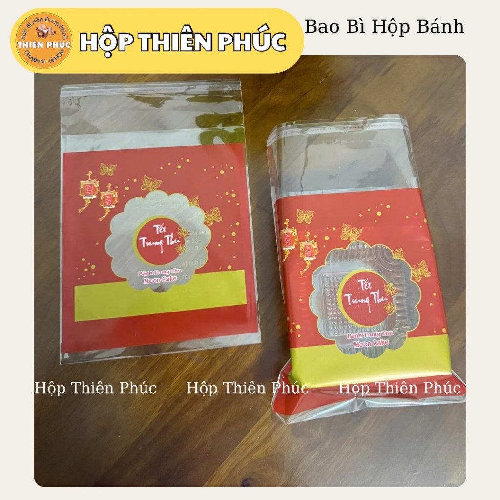 (Bán Khay Riêng Và Túi Riêng)Khay Túi 11 dán miệng Tết Trung Thu Đỏ  đựng bánh trung thu 300g