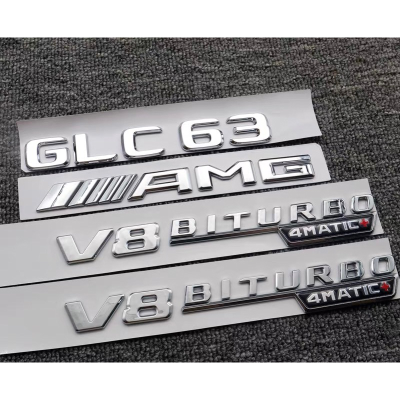 CHỮ C63,CHỮ E63,CHỮ GLC63,CHỮ S63, CHỮ AMG, CHỮ V8 BITURBO MÀU BẠC